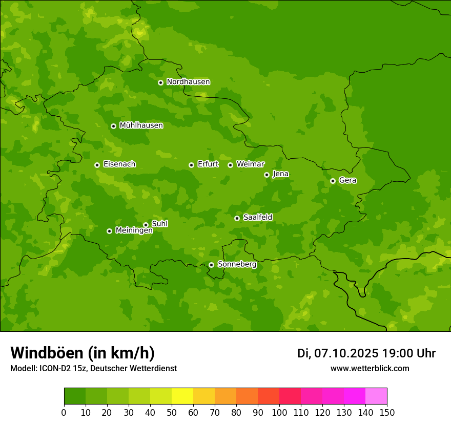 Modellkarten Windgeschwindigkeit