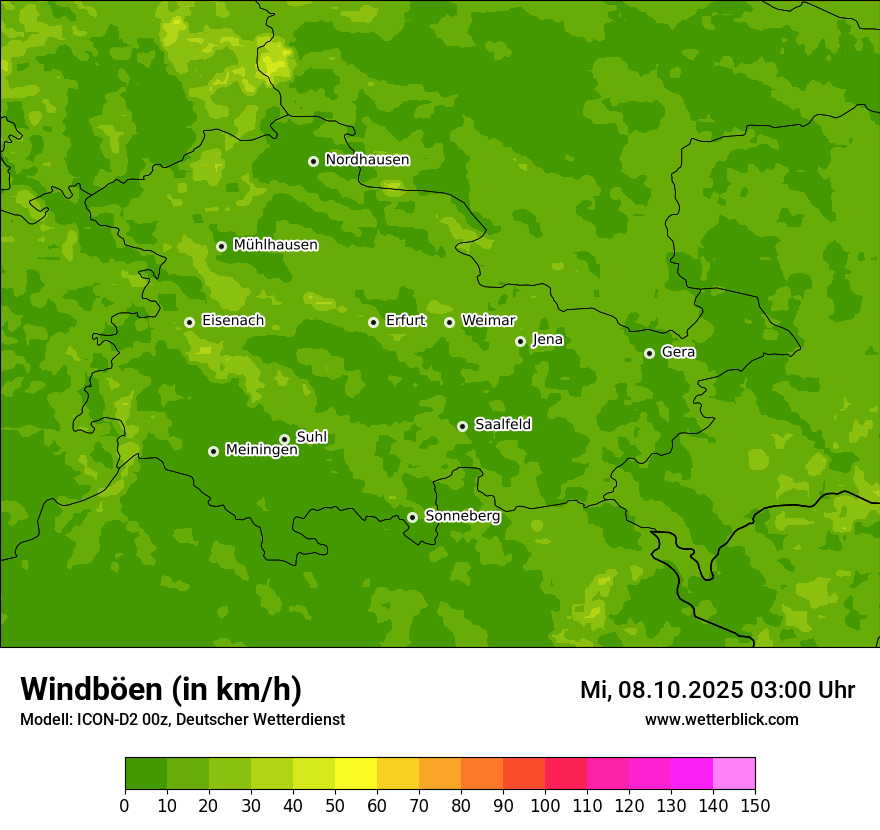 Modellkarten Windgeschwindigkeit