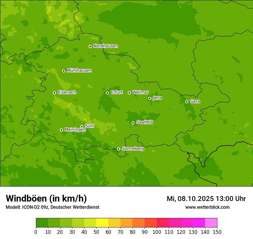 Modellkarten Windgeschwindigkeit