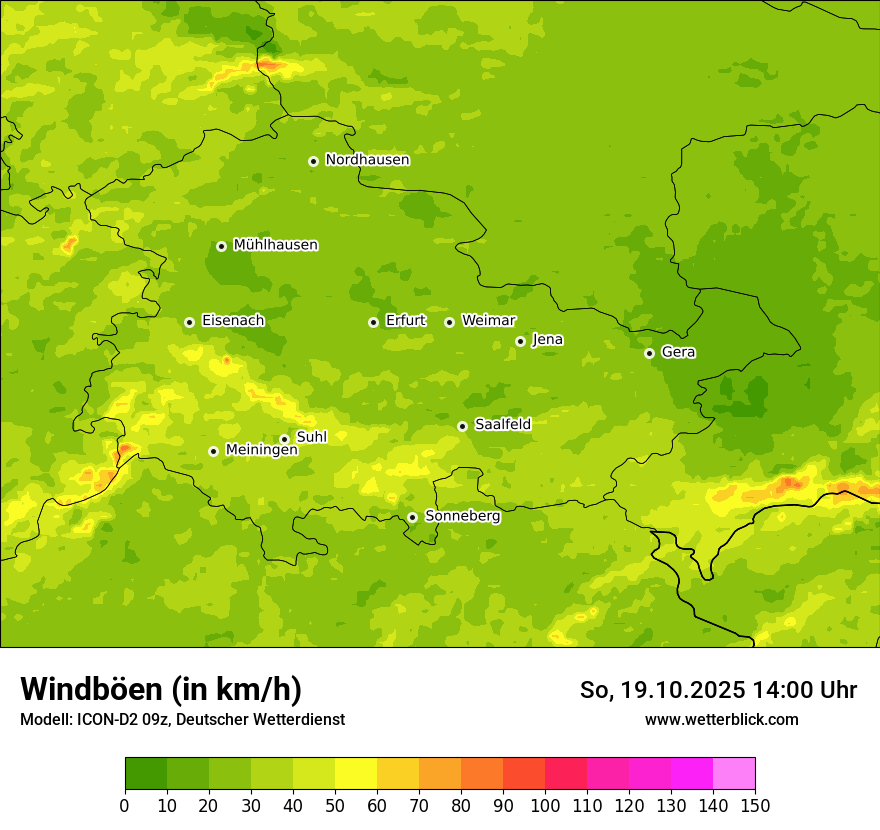 Modellkarten Windgeschwindigkeit