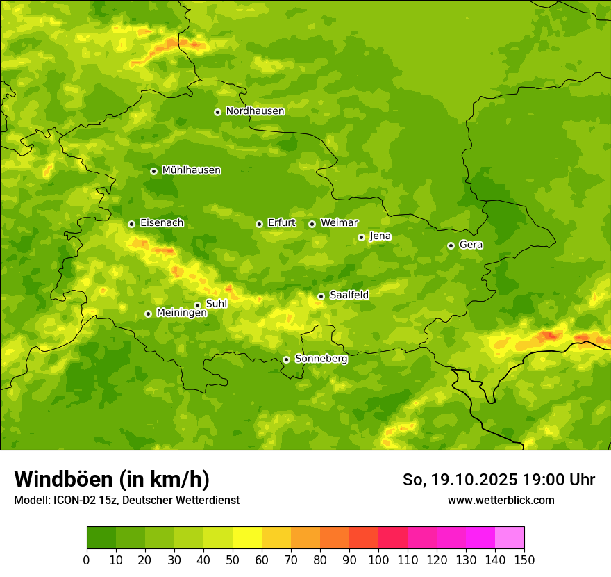 Modellkarten Windgeschwindigkeit