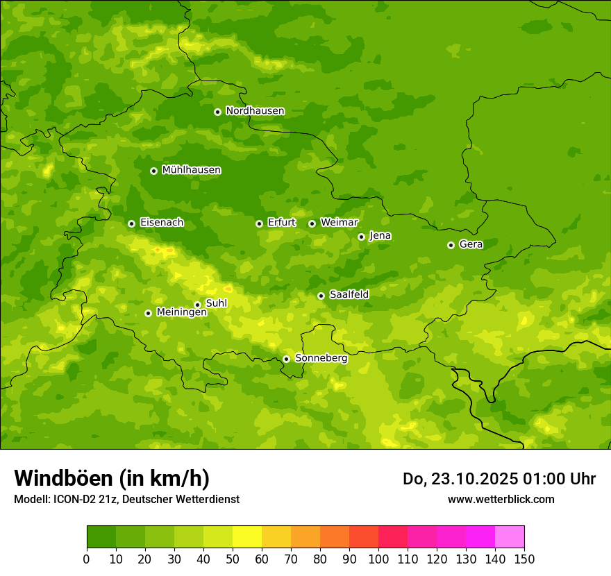 Modellkarten Windgeschwindigkeit