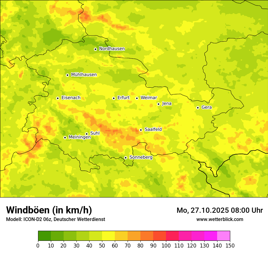 Modellkarten Windgeschwindigkeit