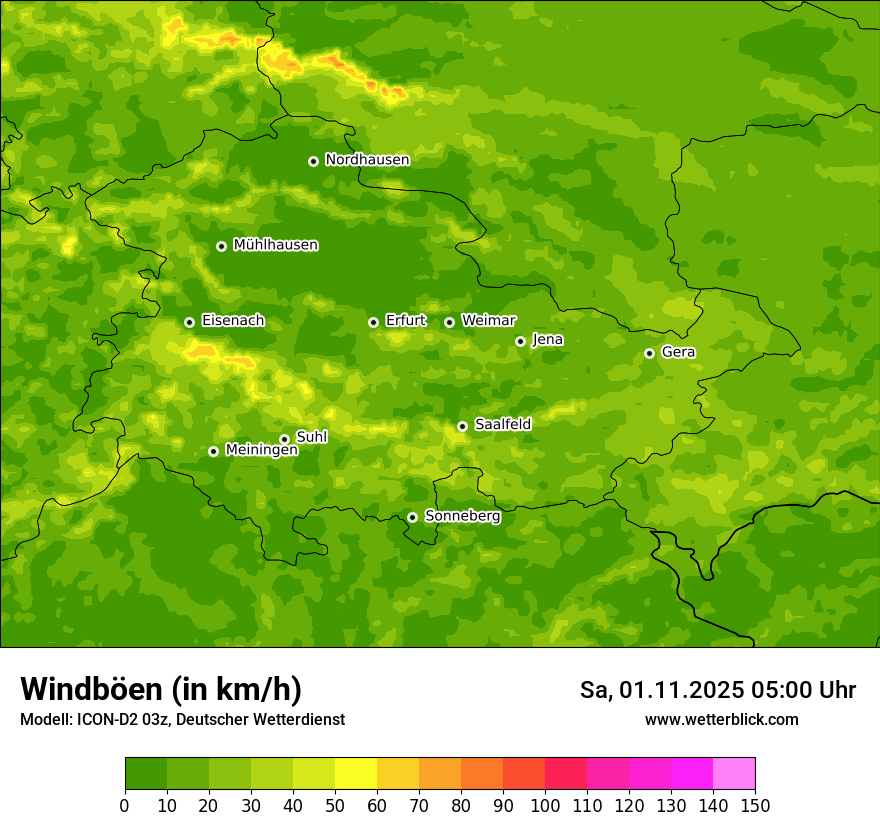 Modellkarten Windgeschwindigkeit