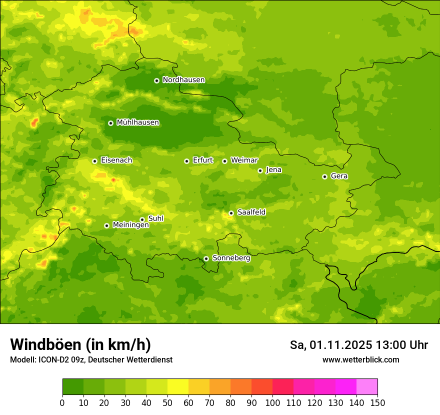 Modellkarten Windgeschwindigkeit