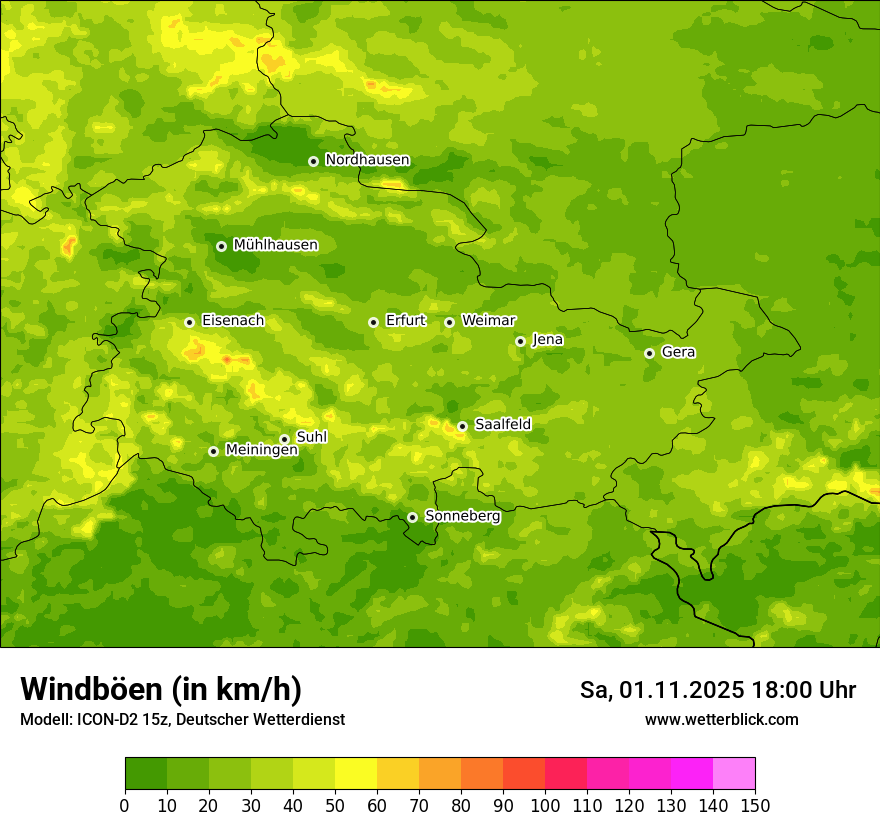 Modellkarten Windgeschwindigkeit