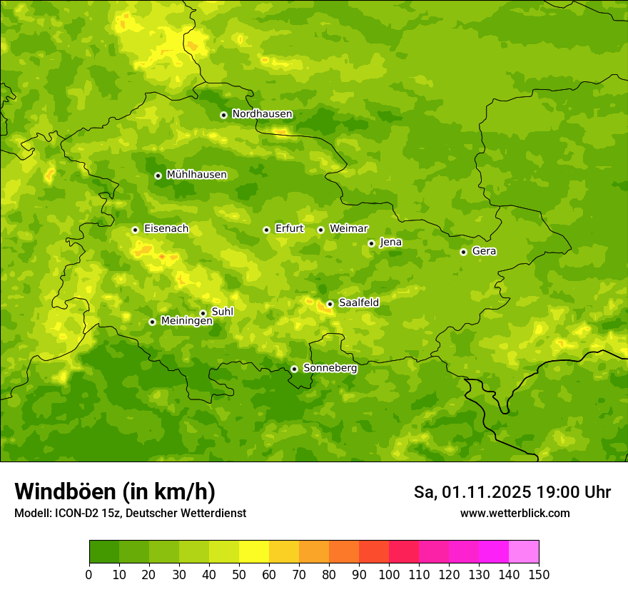 Modellkarten Windgeschwindigkeit