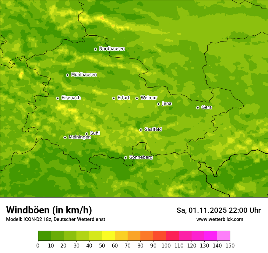 Modellkarten Windgeschwindigkeit