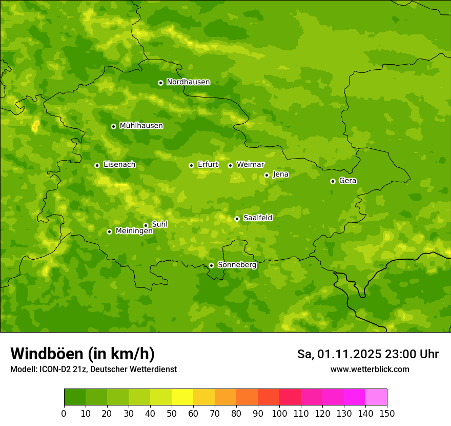 Modellkarten Windgeschwindigkeit