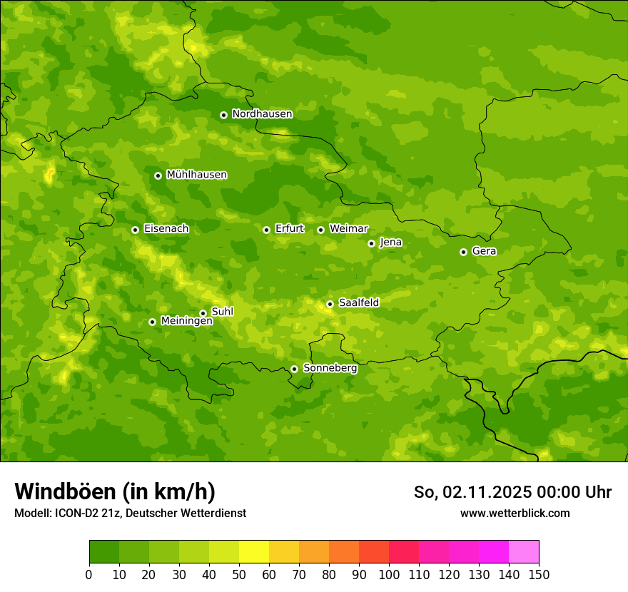 Modellkarten Windgeschwindigkeit