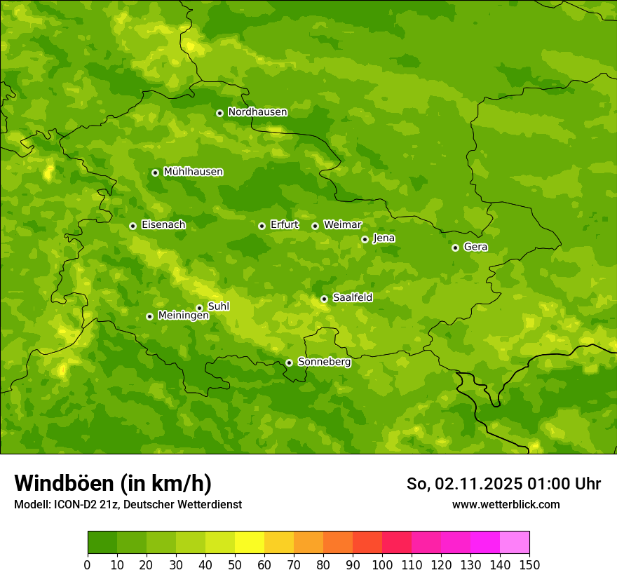 Modellkarten Windgeschwindigkeit