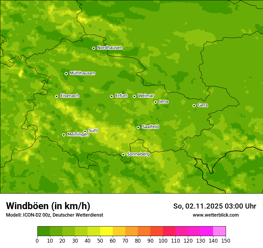 Modellkarten Windgeschwindigkeit