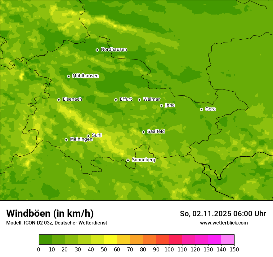 Modellkarten Windgeschwindigkeit