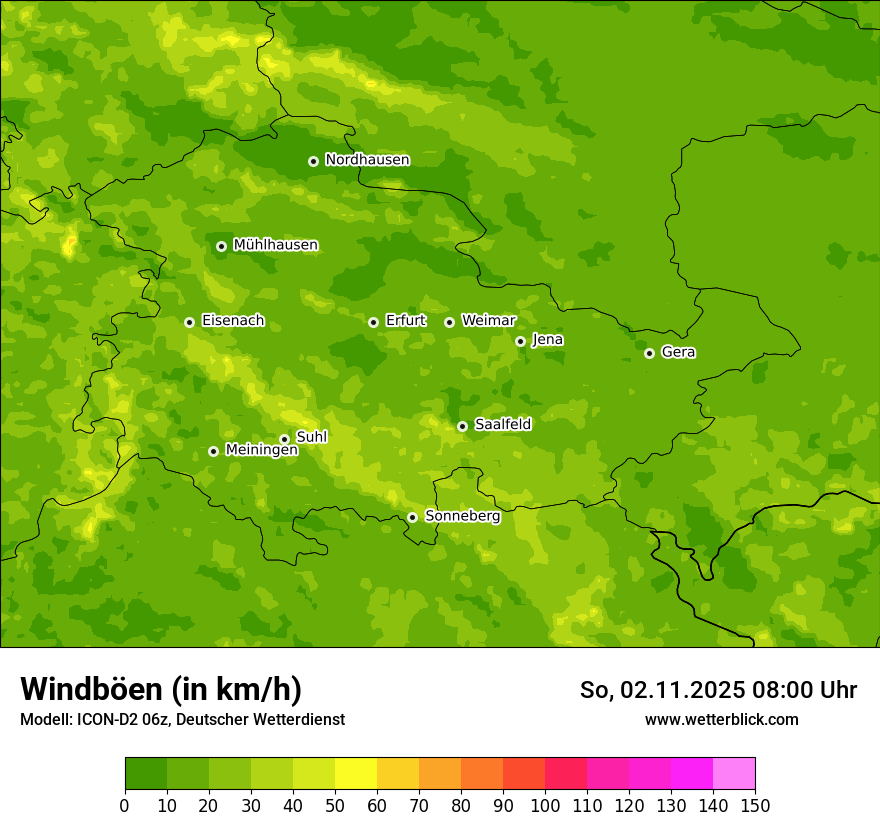 Modellkarten Windgeschwindigkeit