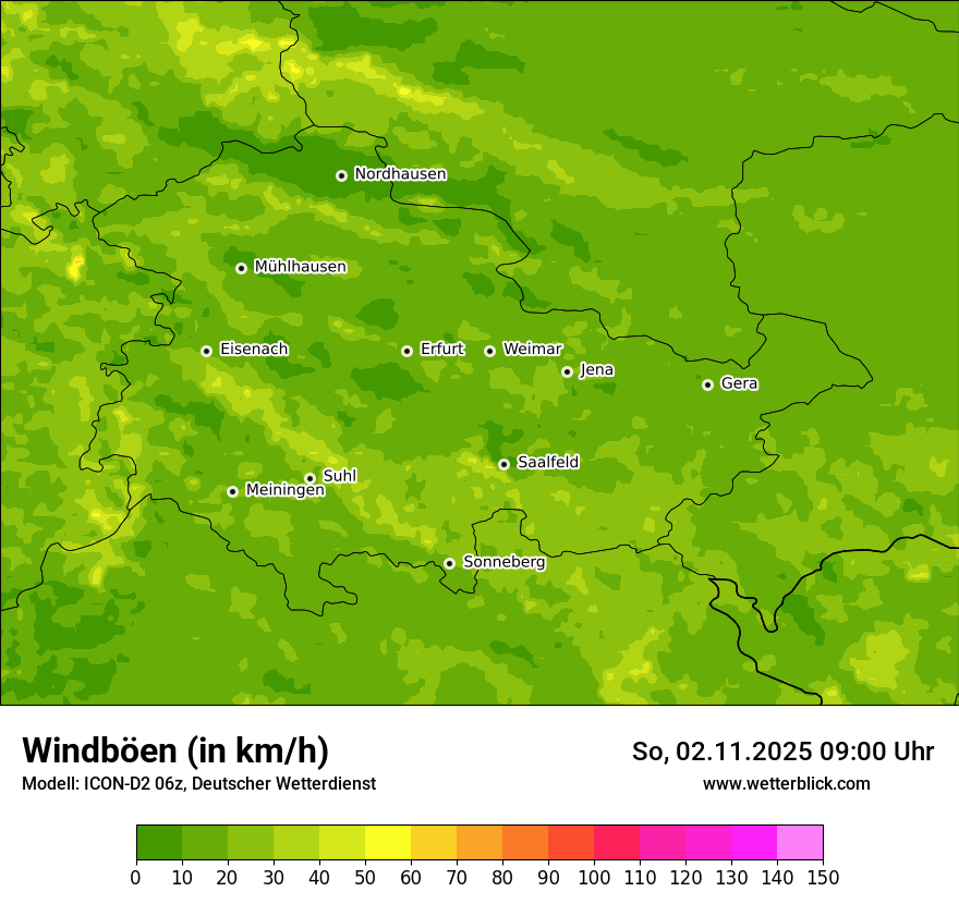 Modellkarten Windgeschwindigkeit