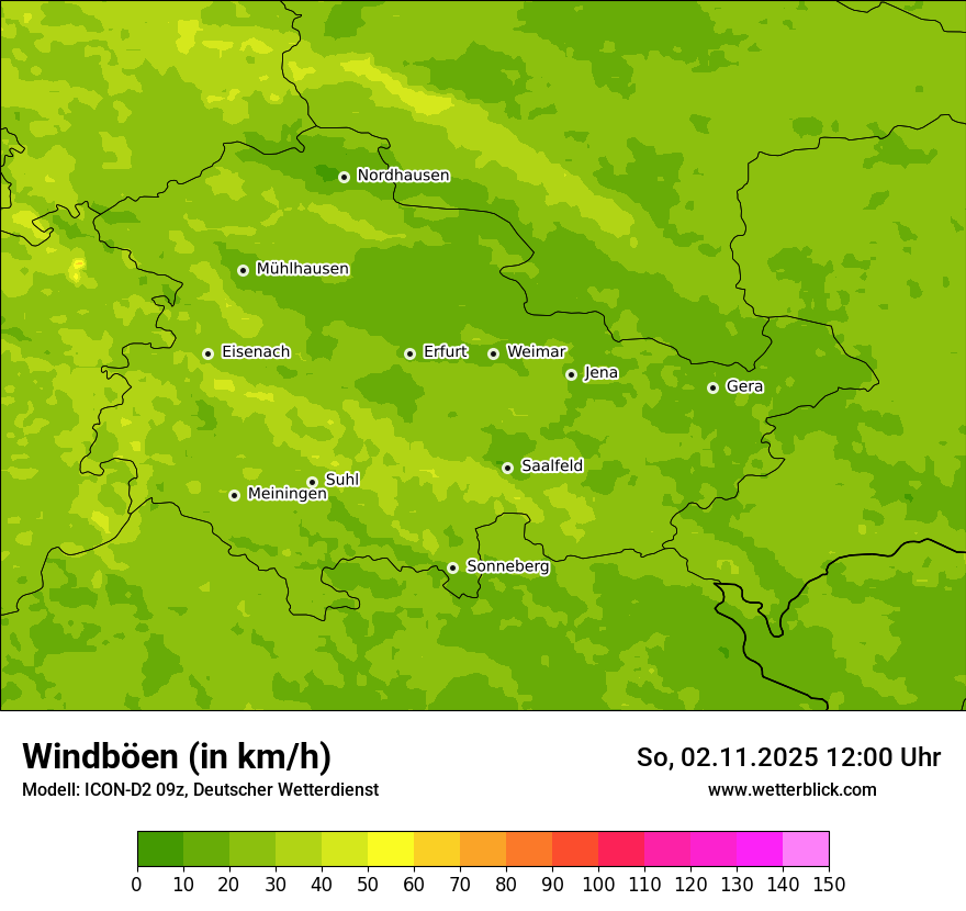 Modellkarten Windgeschwindigkeit