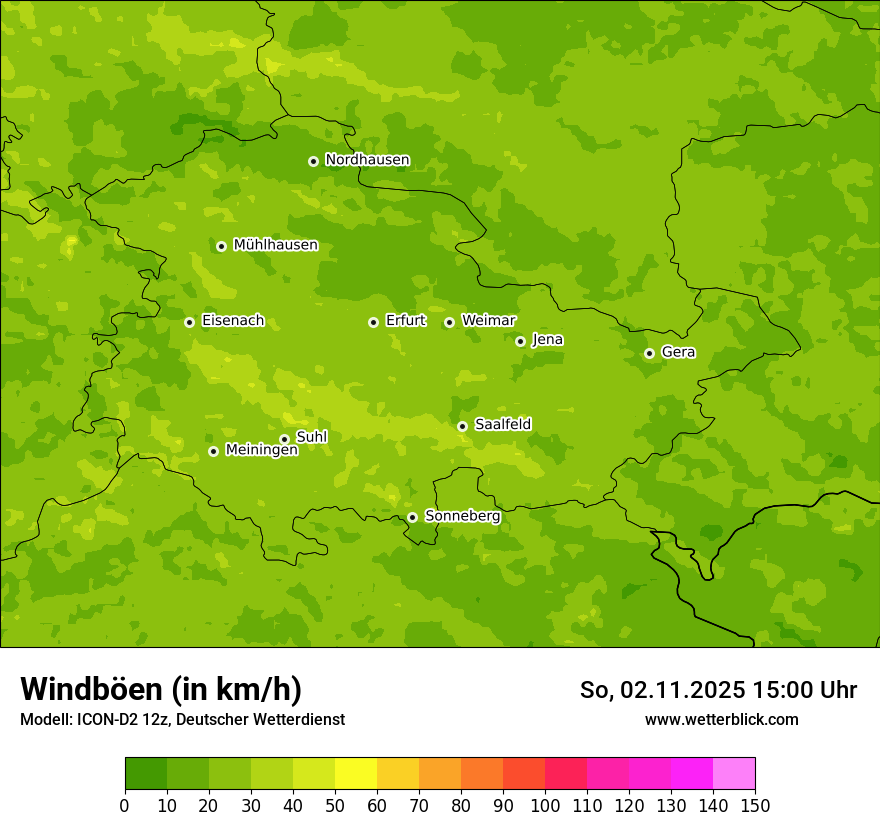 Modellkarten Windgeschwindigkeit