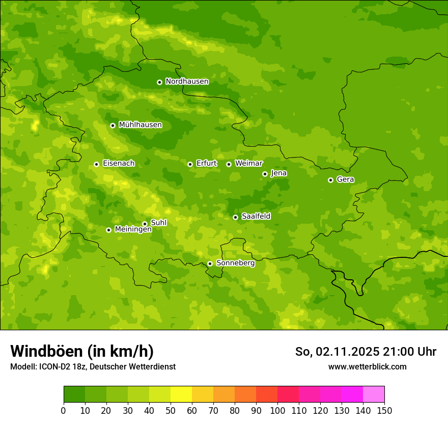 Modellkarten Windgeschwindigkeit