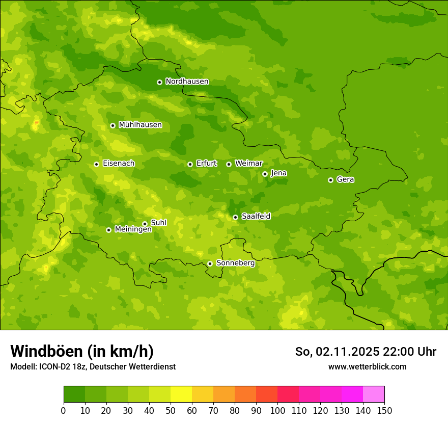 Modellkarten Windgeschwindigkeit