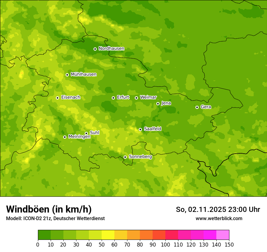 Modellkarten Windgeschwindigkeit