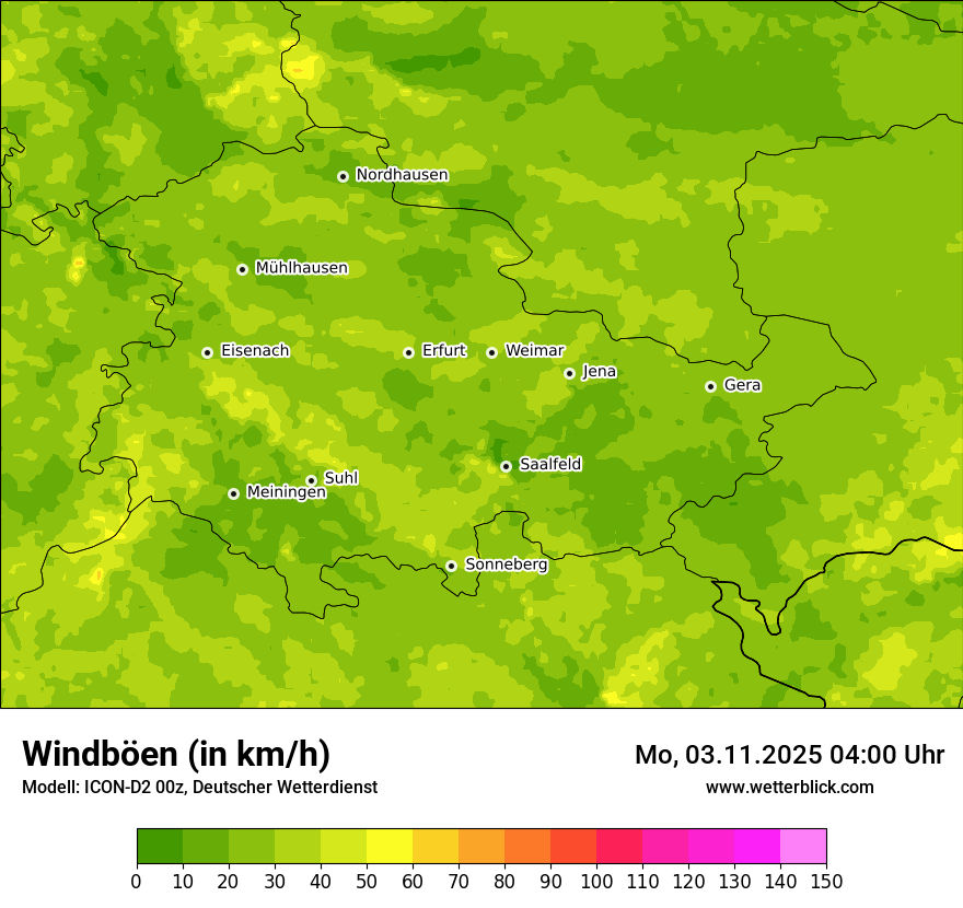 Modellkarten Windgeschwindigkeit