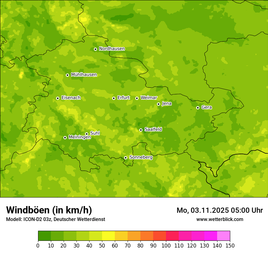 Modellkarten Windgeschwindigkeit