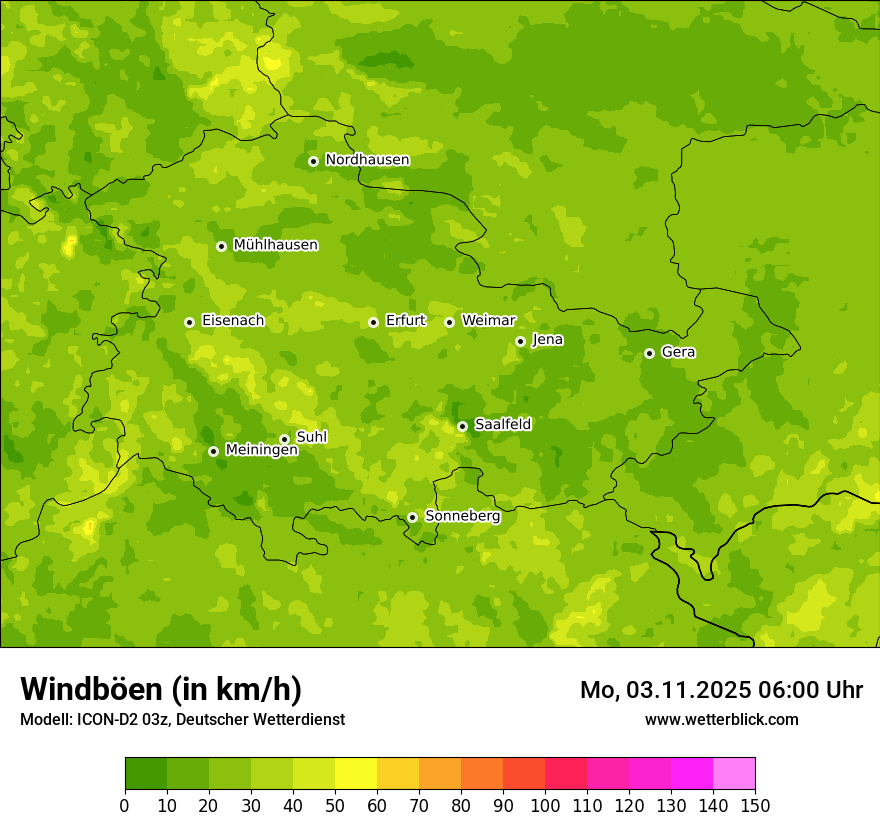 Modellkarten Windgeschwindigkeit