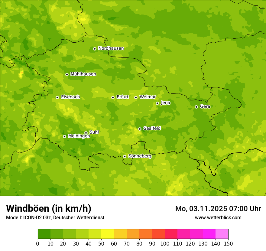 Modellkarten Windgeschwindigkeit