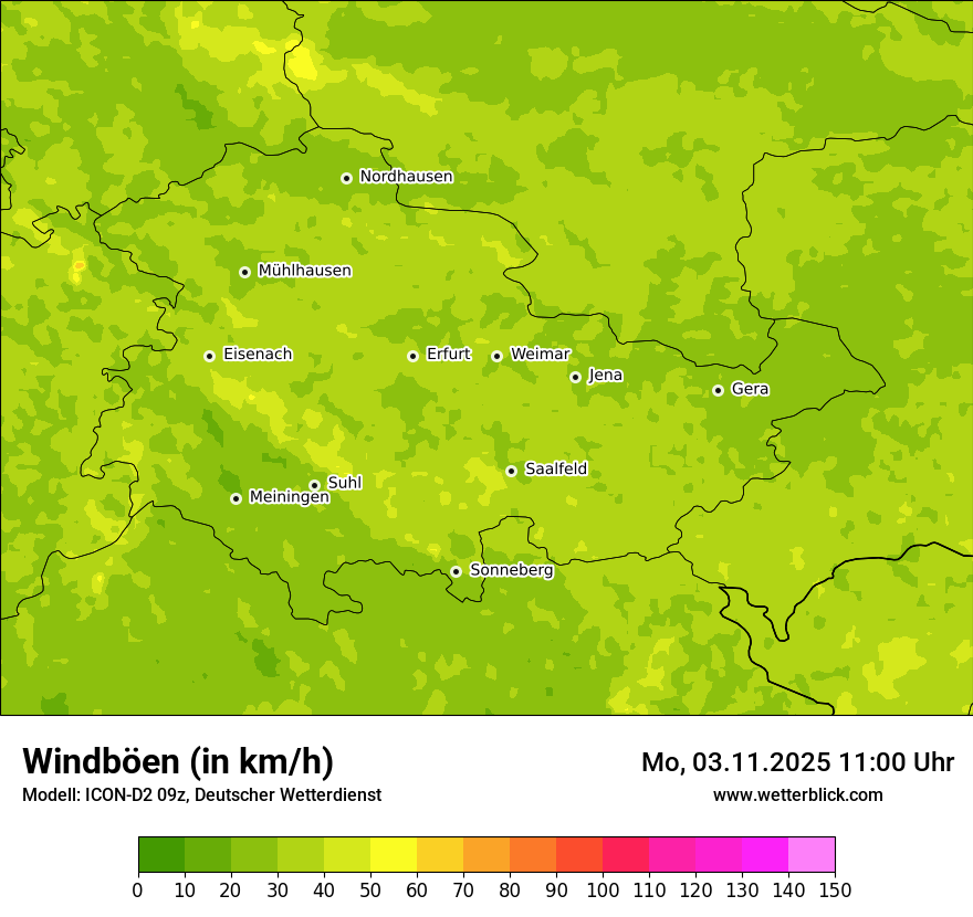 Modellkarten Windgeschwindigkeit