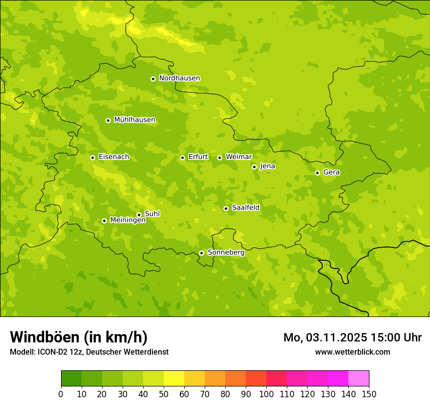 Modellkarten Windgeschwindigkeit