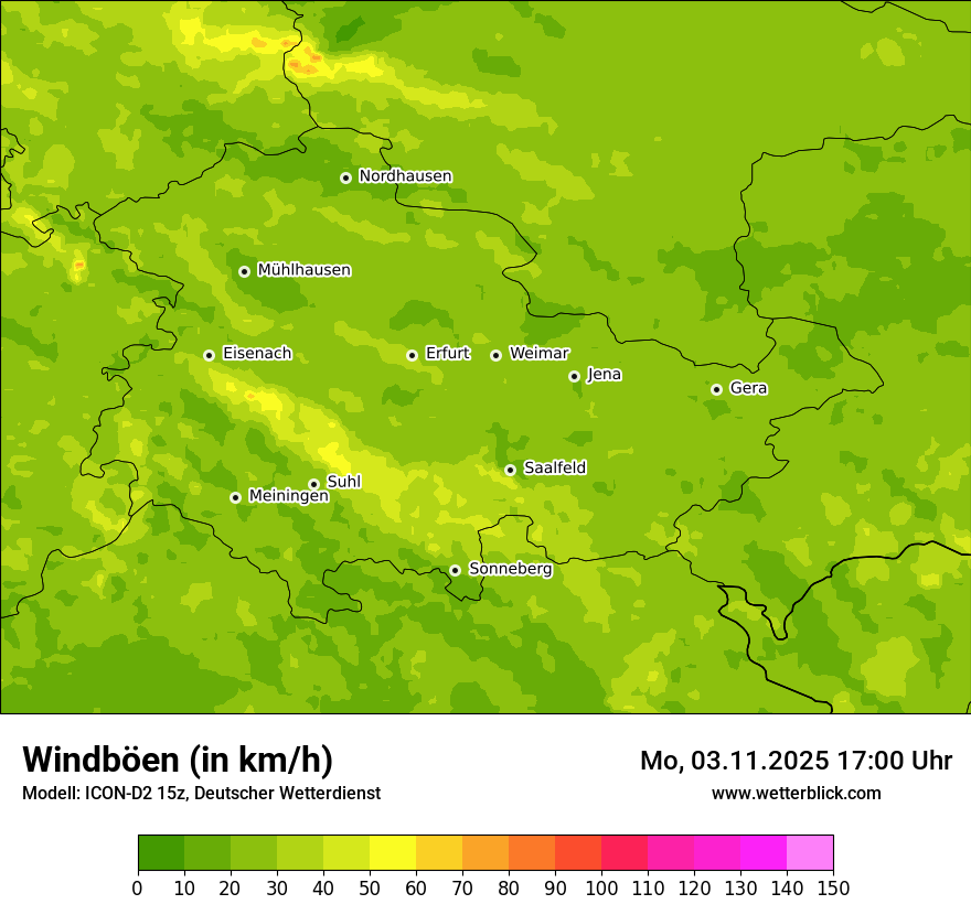 Modellkarten Windgeschwindigkeit