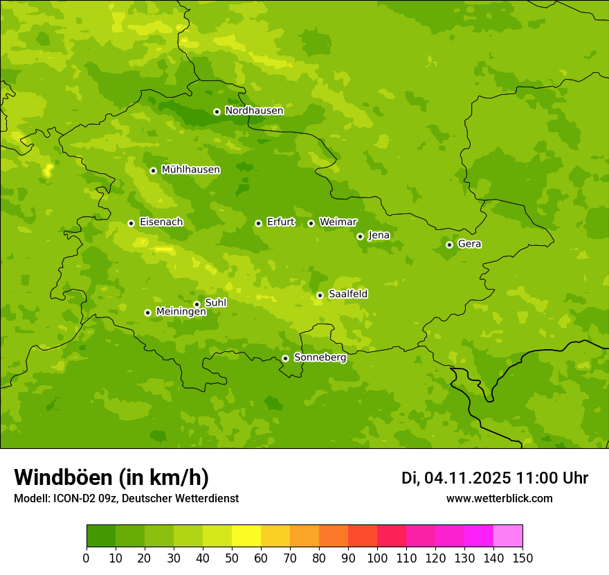 Modellkarten Windgeschwindigkeit