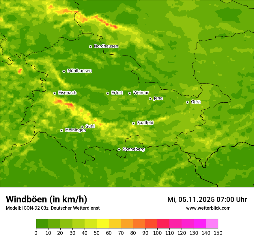 Modellkarten Windgeschwindigkeit