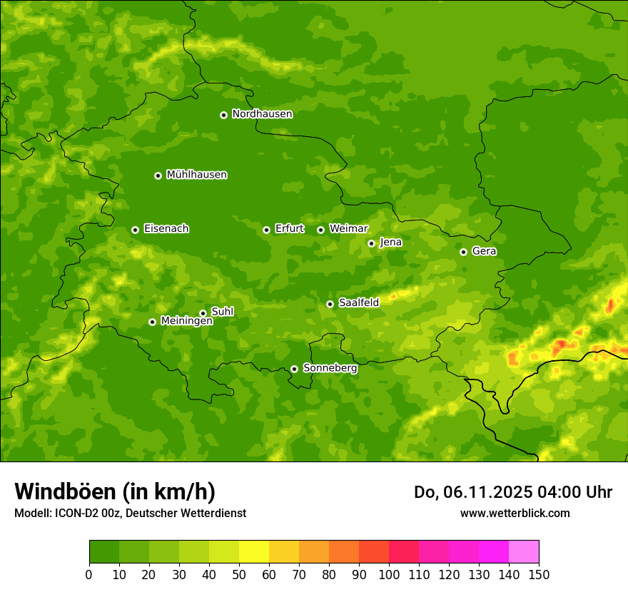 Modellkarten Windgeschwindigkeit