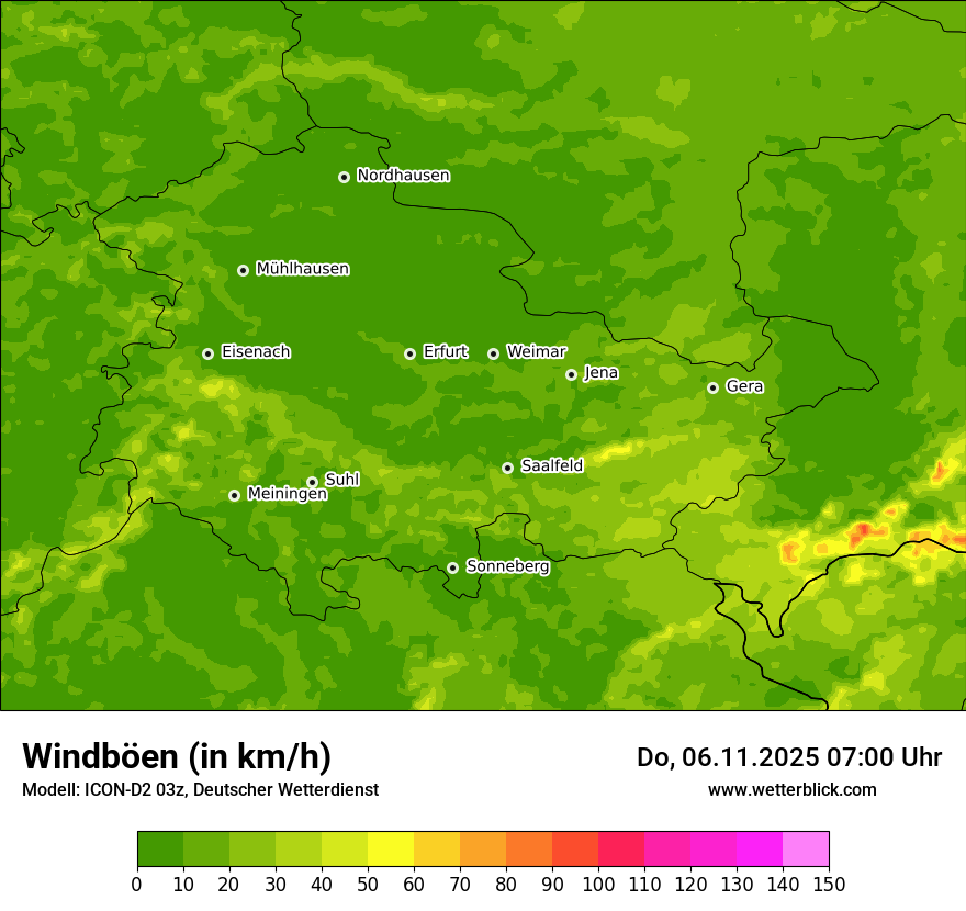 Modellkarten Windgeschwindigkeit