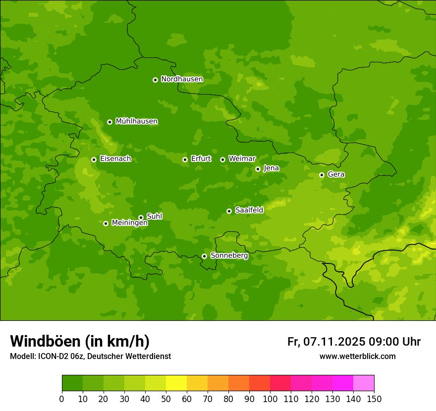 Modellkarten Windgeschwindigkeit