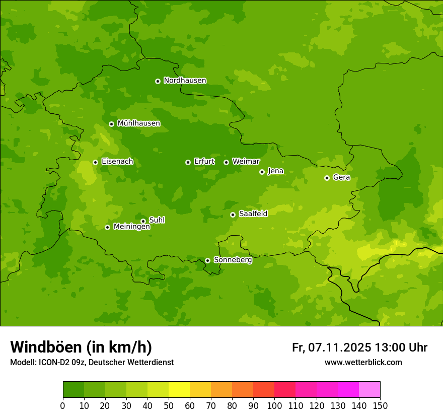 Modellkarten Windgeschwindigkeit