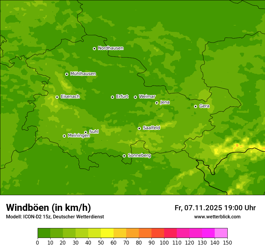 Modellkarten Windgeschwindigkeit