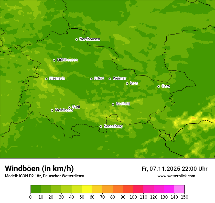 Modellkarten Windgeschwindigkeit