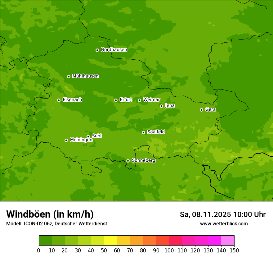Modellkarten Windgeschwindigkeit