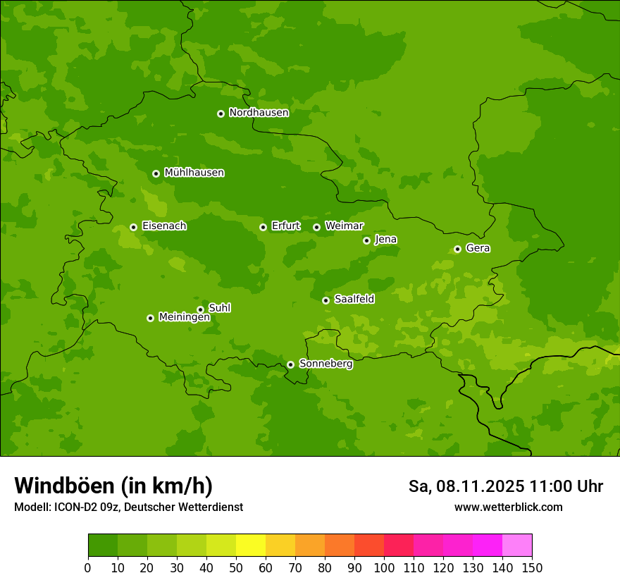 Modellkarten Windgeschwindigkeit