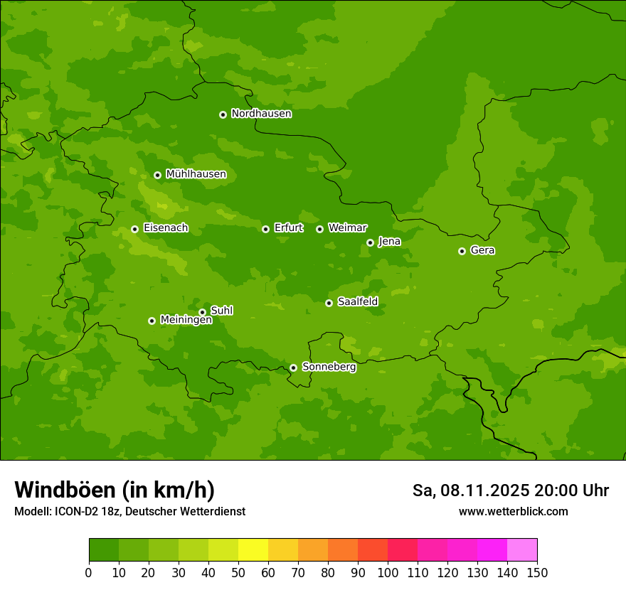 Modellkarten Windgeschwindigkeit