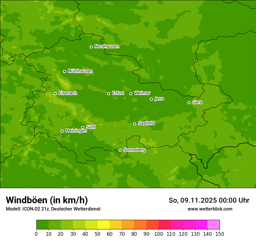 Modellkarten Windgeschwindigkeit