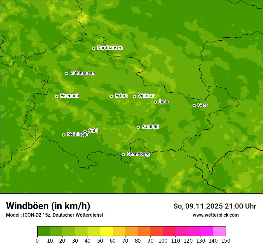 Modellkarten Windgeschwindigkeit