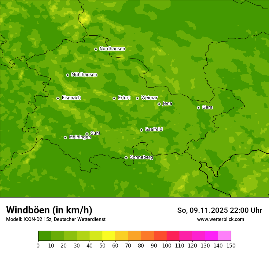 Modellkarten Windgeschwindigkeit