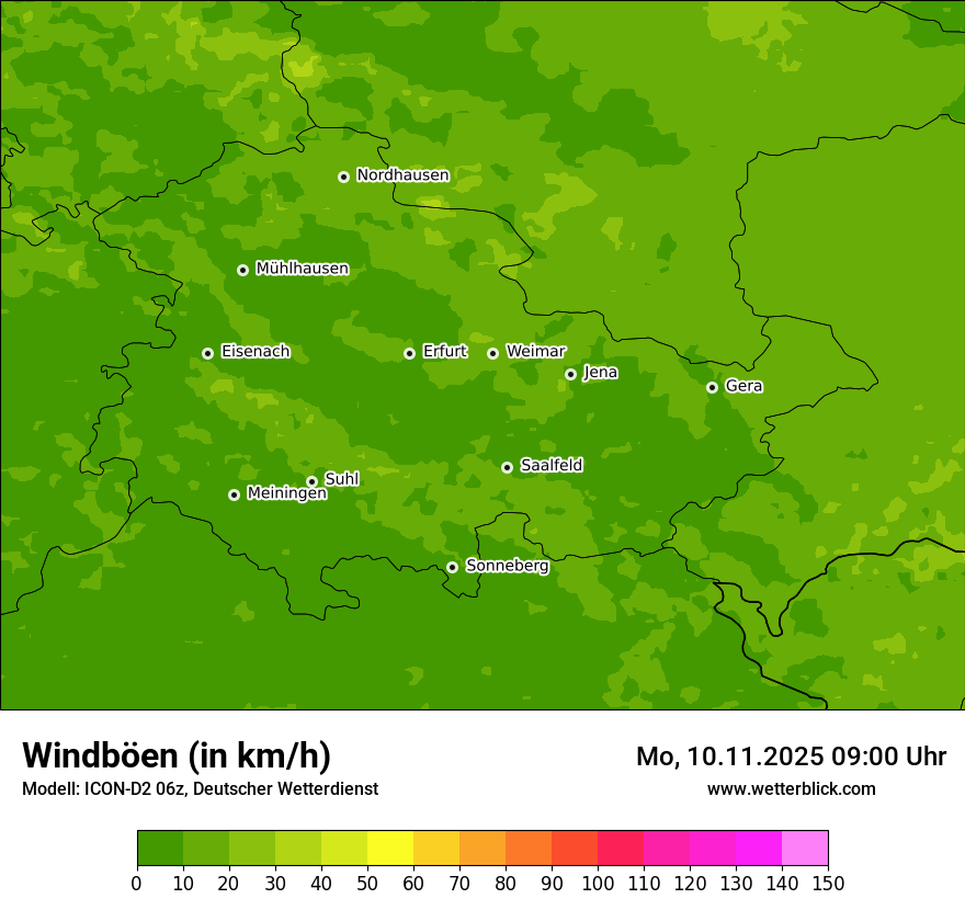Modellkarten Windgeschwindigkeit