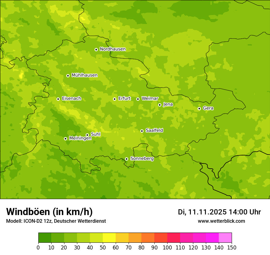 Modellkarten Windgeschwindigkeit