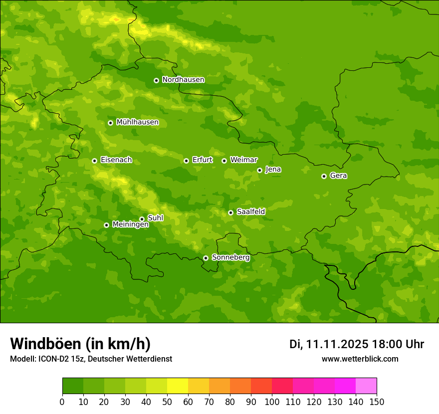 Modellkarten Windgeschwindigkeit