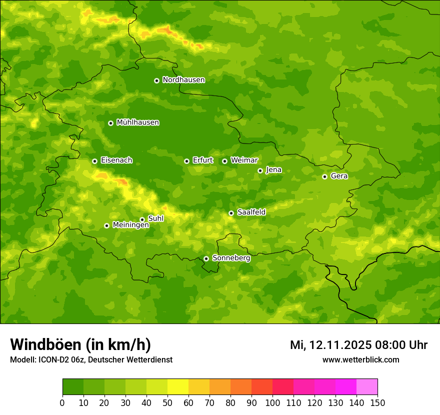 Modellkarten Windgeschwindigkeit