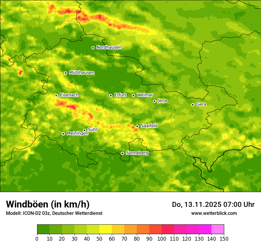 Modellkarten Windgeschwindigkeit
